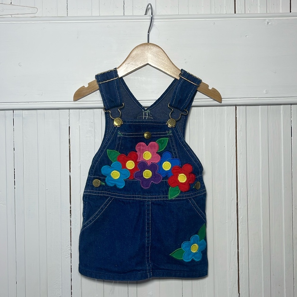 VINTAGE Y2K CUTECUMBER EUC Multicolor Appliqué Flower Overalls